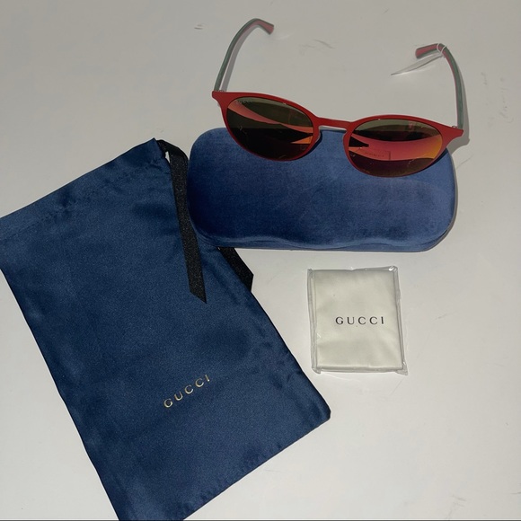 GUCCI Authentic New 52mm Round Signature Logo Sunglasses With Case, Cloth & Tag - Picture 7 of 16